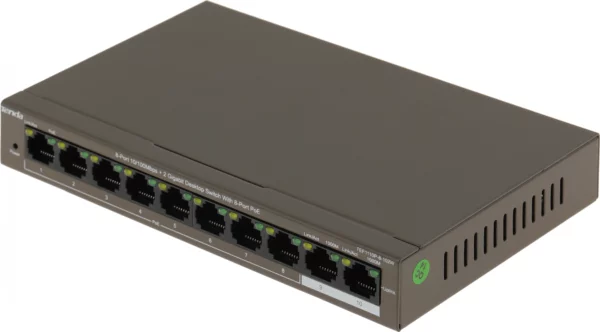 Коммутатор Tenda TEF1110P-8-102W (L2) 8x100Мбит/с 2x1Гбит/с 8PoE 99W неуправляемый