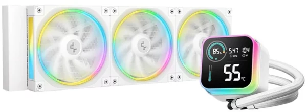 Система водяного охлаждения Deepcool LQ360 Wh ARGB Soc-AM5/AM4/1200/1700/1851 белый 4-pin 38.71dB Al LCD 350W 1840gr Ret (R-LQ360-WHDSMC-G-1)