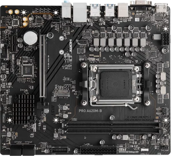 Материнская плата MSI PRO A620M-B SocketAM5 AMD A620 2xDDR5 mATX AC`97 8ch(7.1) 2.5Gg RAID+VGA+HDMI