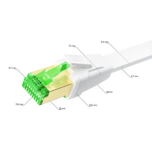 Патч-корд / Greenconnect GCR-55854 / GCR Патч-корд LSZH PROF плоский прямой 1.0m, FTP, кат.8 ethernet, RJ45, медь, 30 AWG, белый, литой, экранированные коннекторы 24K GOLD, T568B, GCR-55854