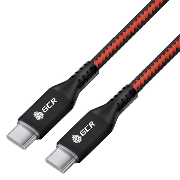 Кабель / Greenconnect GCR-56730 / GCR Кабель 1.0m Type C-C POWER DELIVERY 18 W, быстрая зарядка, текстиль красно-черный, AL case, GCR-56730