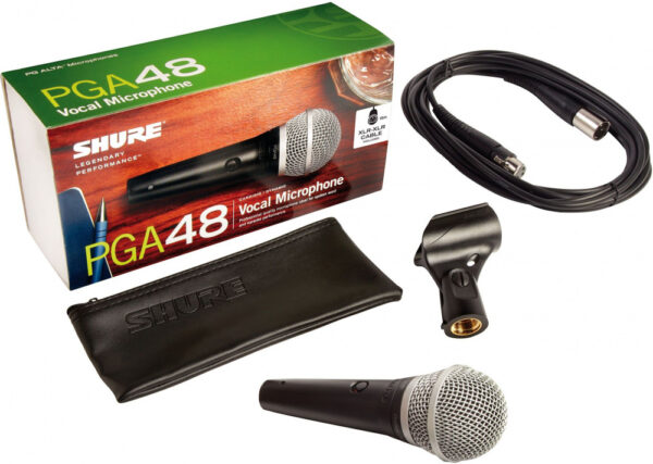 Микрофон проводной Shure PGA48-XLR-E 4.6м черный/серебристый