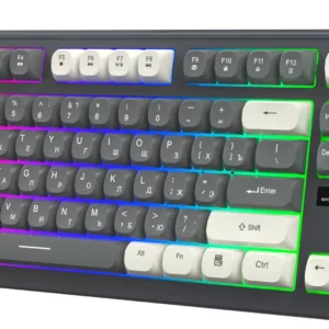 Клавиатура Оклик 711G серый/белый USB for gamer LED (1790385)