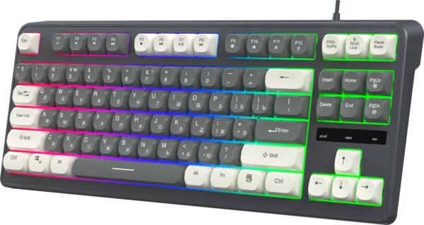 Клавиатура Оклик 711G серый/белый USB for gamer LED (1790385)