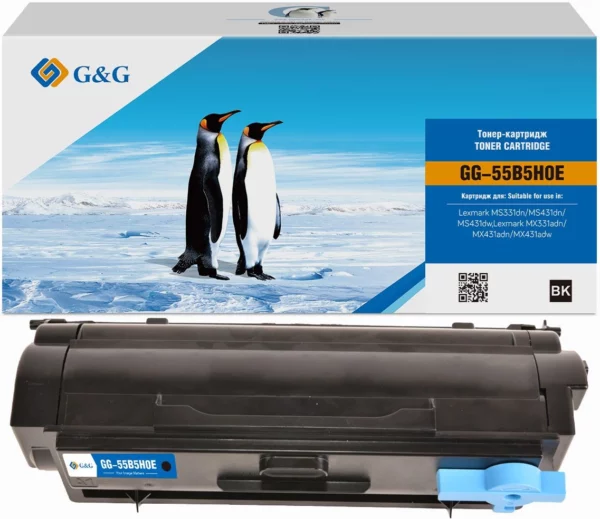 Картридж лазерный GG GG-55B5H0E 55B5H00/55B5H0E черный (15000стр.) для Lexmark MS331dn/MS431dn/MS431dw/MX331adn/MX431adn/MX431adw