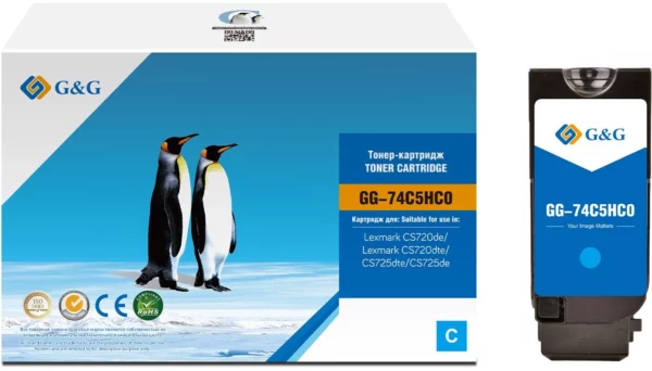 Картридж лазерный GG GG-74C5HC0 74C5HC0 голубой (12000стр.) для Lexmark CS720de/CS720dte/CS725dte/CS725de