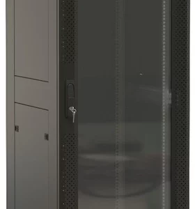 Шкаф коммутационный Hyperline (TTBR-3266-AS-RAL9004) напольный 32U 600x600мм пер.дв.стекл задн.дв.спл.стал.лист 2 бок.пан. 800кг черный 510мм 81.5кг 1610мм IP20 сталь