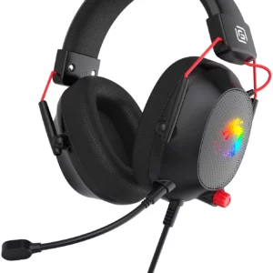 Наушники с микрофоном Оклик HS-L305G черный/красный 2м мониторные оголовье (2060511)