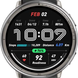 Смарт-часы Amazfit Active 2R A2437 43.9мм 1.32" AMOLED корп.серебристый рем.черный разм.брасл.:135-195мм