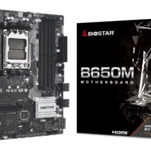 Материнская плата Biostar B650MT-E Pro SocketAM5 AMD B650 4xDDR5 mATX AC`97 8ch(7.1) 2.5Gg RAID+HDMI+DP