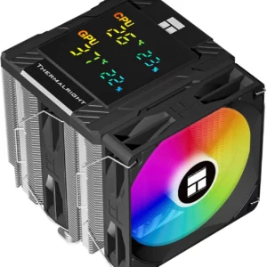 Устройство охлаждения(кулер) Thermalright Peerless Assassin 120 Digital ARGB Soc-AM5/AM4/1200/1700/1851 черный 4-pin 25.6dB Al+Cu LCD Ret (PA120-DIGITAL-BL-ARGB)