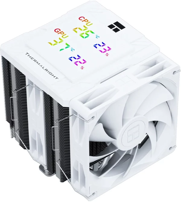 Устройство охлаждения(кулер) Thermalright Peerless Assassin 120 Digital Soc-AM5/AM4/1200/1700/1851 белый 4-pin 25.6dB Al+Cu LCD Ret (PA120-DIGITAL-WH)