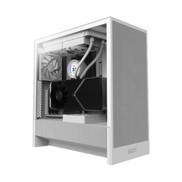 Корпус ПК без блока питания / NZXT CC-H52FW-01 / Корпус ПК без блока питания/ Case NZXT H5 Flow (2024), Midi-Tower, TG, 2x120mm, 1xUSB-A 3.2 + 1xUSB-C 3.2, E-ATX, ATX, mATX, mITX White
