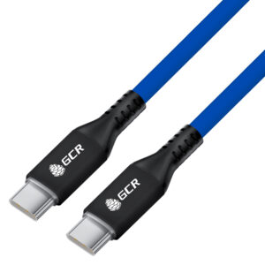 Кабель / Greenconnect GCR-56743 / GCR Кабель 1.0m Type C-C POWER DELIVERY 18 W, быстрая зарядка, текстиль ДЖИНС, AL case черный, GCR-56743