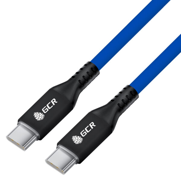 Кабель / Greenconnect GCR-56743 / GCR Кабель 1.0m Type C-C POWER DELIVERY 18 W, быстрая зарядка, текстиль ДЖИНС, AL case черный, GCR-56743