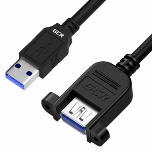 Удлинитель / Greenconnect GCR-56083 / GCR Удлинитель 0.3m USB 3.0 (USB 3.2 Gen 1), AM/AF крепление под винт, 5 Гбит/с, черный, GCR-56083