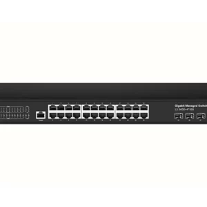 Управляемый L3 коммутатор Gigabit Ethernet / NST NS-SW-24G4G10-L / Управляемый L3 коммутатор Gigabit Ethernet на 24xRJ45 + 4x10G SFP+ Uplink. Порты 24 x GE (10/100/1000Base-T) + 4 x 10G SFP+ Uplink, Консольный порт, Уровень управления L3 (Full managed), Поддержка Jumbo Frame 10K, IGMP Snooping, Монтаж в 19" стойку, крепление в комплекте. Встроенная грозозащита 3kV на порт. Питание AC90-253V (410W). Встроенный БП. Монтаж в 19 - дюймовую стойку, крепление в комплекте. Размеры (ШхВхГ) 440x45x290мм. Рабочая температура -20…+55°С.
