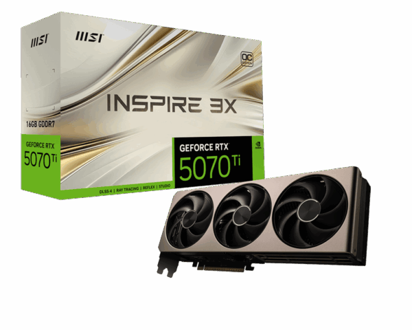 Видеокарта / MSI GeForce RTX 5070 Ti 16G INSPIRE 3X OC / Видеокарта/ GeForce RTX 5070 Ti 16G INSPIRE 3X OC