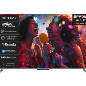 Телевизор ЖК 75`` Skyworth / Skyworth 75Q75G / 75", Ultra HD, QLED, Matte Screen, 330Nit, Google TV, DVB-T2/C/S2, 2.1.2ch Sound (30W + 20W SUB) Dolby Atmos, Karaoke Mode, 120Hz, 3 HDMI, 2 USB, Digital Audio Output, LAN, Composite output, Выход для наушников, 2 Pole, безрамочный дизайн, 2025
