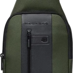 Рюкзак слинг мужской Piquadro CA4536BR2/VE2 хаки ткань/натур.кожа