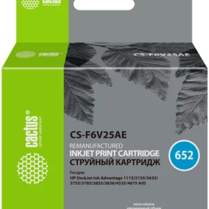 Картридж струйный Cactus CS-F6V25AE 652 черный (480стр.) (18мл) для HP DeskJet Ink Advantage 1115/2135/3635