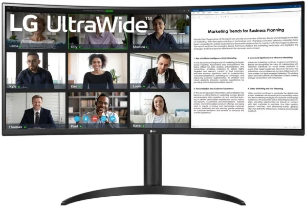 Монитор LG 34" UltraWide 34WR55QK-B черный VA LED 5ms 21:9 HDMI матовая HAS 300cd 178гр/178гр 3440x1440 100Hz DP Ultra WQHD USB 6.9кг