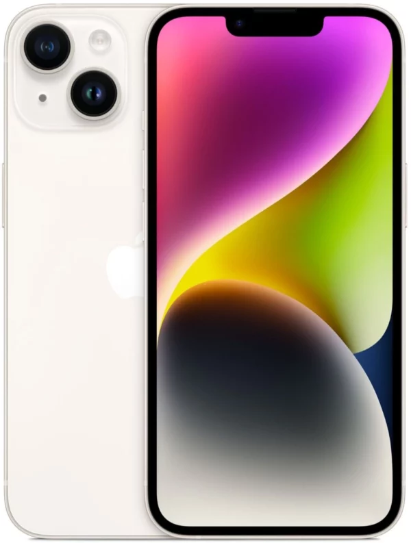 Смартфон Apple A2882 iPhone 14 128Gb 6Gb сияющая звезда моноблок 3G 4G 1Sim 6.1" 1170x2532 iOS 17 12Mpix 802.11 a/b/g/n/ac/ax NFC GPS GSM900/1800 GSM1900 TouchSc Protect