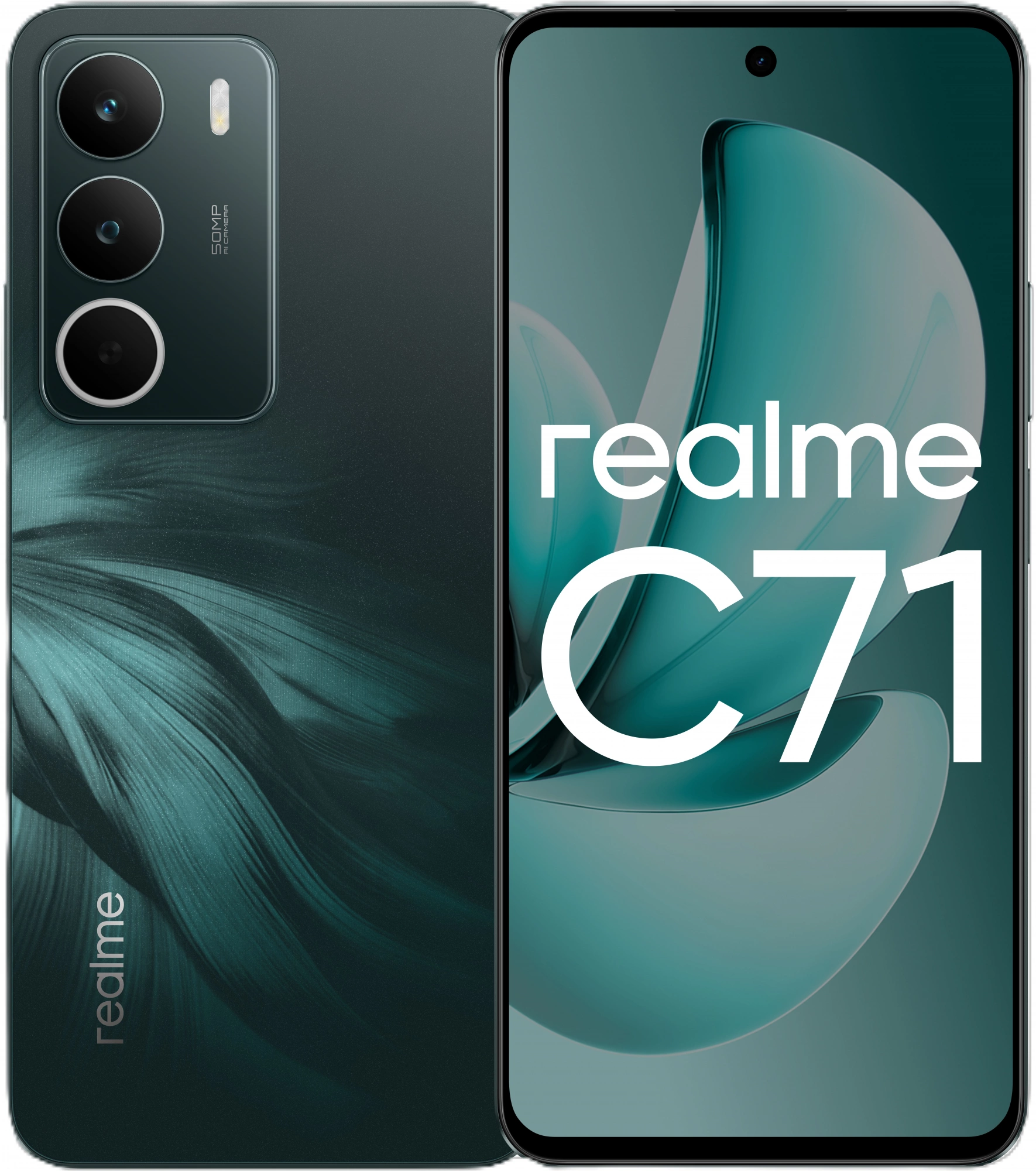 Смартфон Realme RMX5303 C71 128Gb 6Gb зеленый моноблок 3G 4G 2Sim 6.67" 720x1604 Android 15 50Mpix 802.11 a/b/g/n/ac NFC GPS GSM900/1800 GSM1900 Protect FM microSD max2048Gb