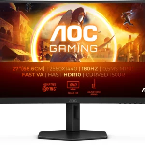 Монитор AOC 27" Gaming CQ27G4X черный VA LED 1ms 16:9 HDMI матовая HAS 4000:1 300cd 178гр/178гр 2560x1440 180Hz DP Quad 2K (1440p) 5.91кг