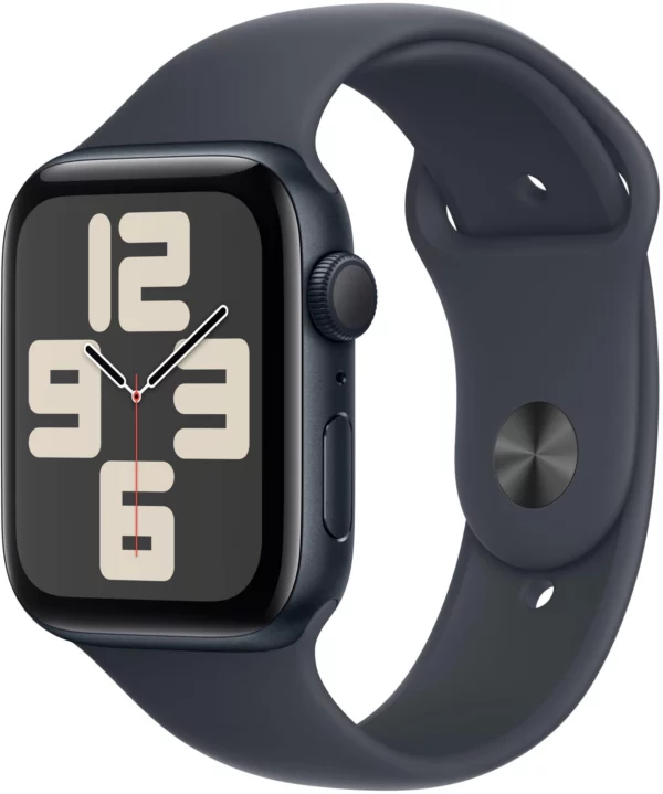 Смарт-часы Apple Watch SE 2024 A2723 44мм OLED корп.темная ночь Sport Band рем.темная ночь разм.брасл.:S/M (MXEJ3ZP/A)