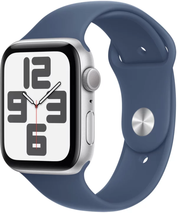 Смарт-часы Apple Watch SE 2024 A2723 44мм OLED корп.серебристый Sport Band рем.синий разм.брасл.:M/L (MXER3ZP/A)
