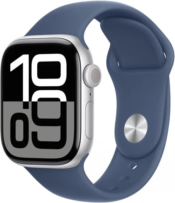 Смарт-часы Apple Watch Series 10 A2997 42мм OLED корп.серебристый Sport Band рем.синий разм.брасл.:M/L (MWWC3ZP/A)