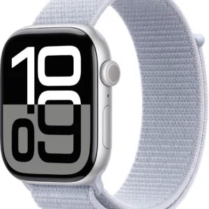Смарт-часы Apple Watch Series 10 A2999 46мм 2.1" OLED корп.серебристый Sport Loop рем.голубой разм.брасл.:O/S (MWWN3ZP/A)