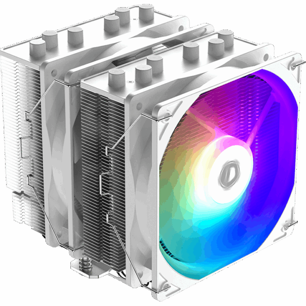 Кулер для процессора / ID-COOLING SE-55 ARGB SNOW / Кулер для процессора/ CPU Cooler ID-COOLING SE-55 ARGB SNOW (250W, 4-pin PWM, 153mm, Al/Cu, 6x6mm, ARGB, 2x120mm, 68.2CFM, 35.2dBA, 1500RPM, S 1700/1200/115X, AM5/AM4, White)