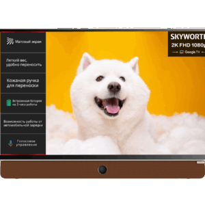 Портативный телевизор ЖК 24`` Skyworth / Skyworth 24LP60G / 24", Full HD, Matte Screen, ПЕРЕНОСНОЙ, Google TV, 250Nit, до 3х часов работы от встроенной батареи, различные возможности для зарядки, фронтальный динамик, 2х6W, 1 HDMI, 1 USB, Digital Audio Output, LAN, Composite output, CI, 2025