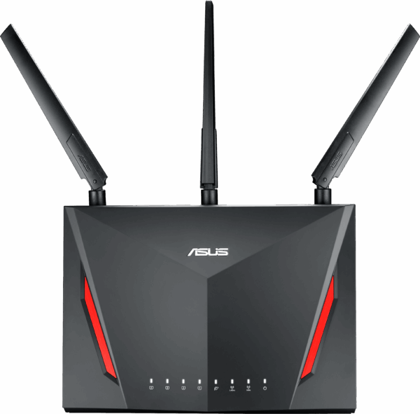 Маршрутизатор / ASUS RT-AC86U / ASUS WiFi Router RT-AC86U (WLAN 2900Mbps, Dual-band 3x2.4GHz+4x5GHz, 802.11ac+4xLAN RG45 GBL+1xWAN GBL+1xUSB3.0+1xUSB2.0) 3x ext +1x int. Antenna