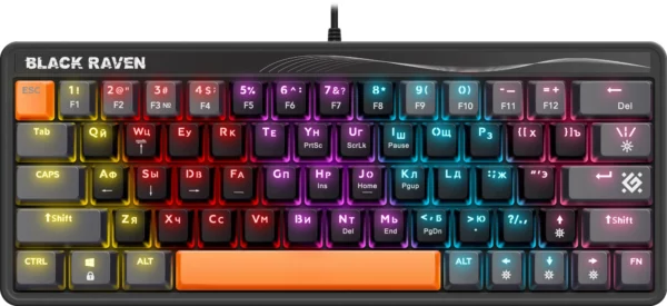 Клавиатура Defender Black Raven GK-417 механическая черный USB Multimedia for gamer LED (45414)