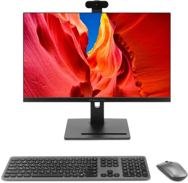 Моноблок Digma Pro Vision 23.8" Full HD Ryzen 7 7735U (1.8) 16Gb SSD512Gb RGr CR Windows 11 Pro Eth WiFi BT 90W клавиатура мышь Cam черный 1920x1080