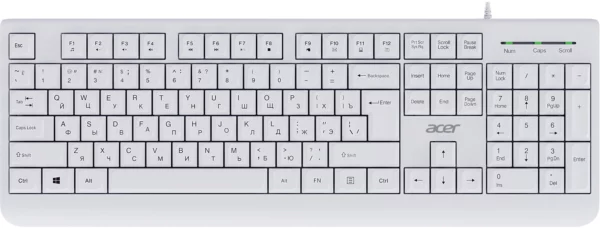 Клавиатура Acer OKW400 белый USB Multimedia (ZL.KBDEE.01B) кабель 1.8м