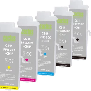 Картридж перезаправляемый струйный Cactus CS-R-PFI320SET-CHIP набор 5шт.упак. для Canon imagePROGRAF TM-200/200MFP/205/300/300MFP/305/250/255/350/355 с чипом