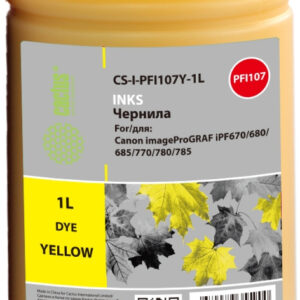 Чернила Cactus CS-I-PFI107Y-1L PFI-107 желтый1000мл для Canon imageProGRAF iPF670/680/685/770/780/785