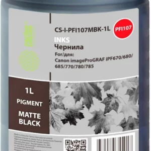 Чернила Cactus CS-I-PFI107MBK-1L PFI-107 черный матовый1000мл для Canon imageProGRAF iPF670/680/685/770/780/785