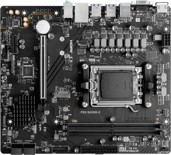 Материнская плата MSI PRO B650M-E SocketAM5 AMD B650 2xDDR5 mATX AC`97 8ch(7.1) GbLAN RAID+VGA+HDMI