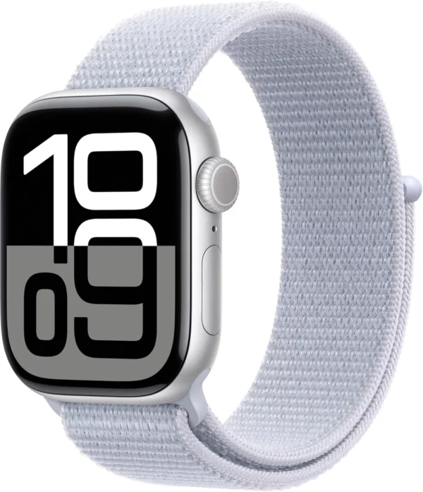Смарт-часы Apple Watch Series 10 A2997 42мм OLED корп.серебристый Sport Loop рем.голубой разм.брасл.:O/S (MWWD3LW/A)