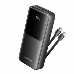 Power Bank Vention 20000mAh(Micro-USB/C/A/A) со встроенными кабелями 22.5W Чёрный с LED Дисплеем, шт. / Vention FHPB0 / Power Bank Vention 20000mAh(Micro-USB/C/A/A) со встроенными кабелями 22.5W Чёрный с LED Дисплеем, шт.