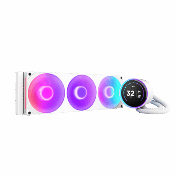Система жидкостного охлаждения для ПК / NZXT Kraken Elite 420 RGB RL-KR42E-W2 / Система жидкостного охлаждения для ПК/ Water Cooling System NZXT Kraken Elite 420 RGB (350W, 420mm, LED temp., White/ Fans 3x140mm, 98.61CFM, 34.5dBA, 2000RPM/ Pump height 65mm, 2800RPM, Rad thickness 27mm/ S 1851, 1700, 1200, 115X, AM5, AM4)
