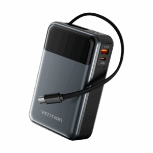 Power Bank Vention 20000mAh(USB-C + USB-C/USB-A) со встроенным кабелем 65W с LED Дисплеем, шт. / Vention FHYB0 / Power Bank Vention 20000mAh(USB-C + USB-C/USB-A) со встроенным кабелем 65W с LED Дисплеем, шт.