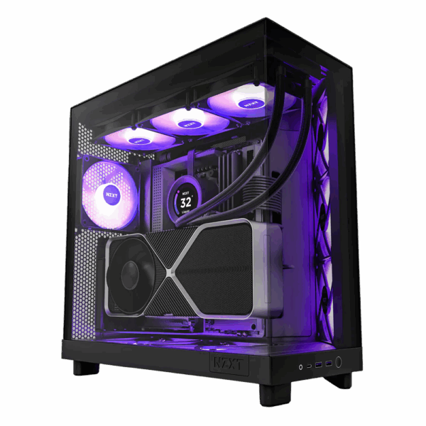 Корпус без блока питания / NZXT H6 Flow RGB CC-H61FB-R1 / Корпус без блока питания/ Case NZXT H6 Flow RGB (2023), Midi-Tower, TG, 3x120mm RGB, 2xUSB-A 3.2 + 1xUSB-C 3.2, ATX, mATX, mITX Black