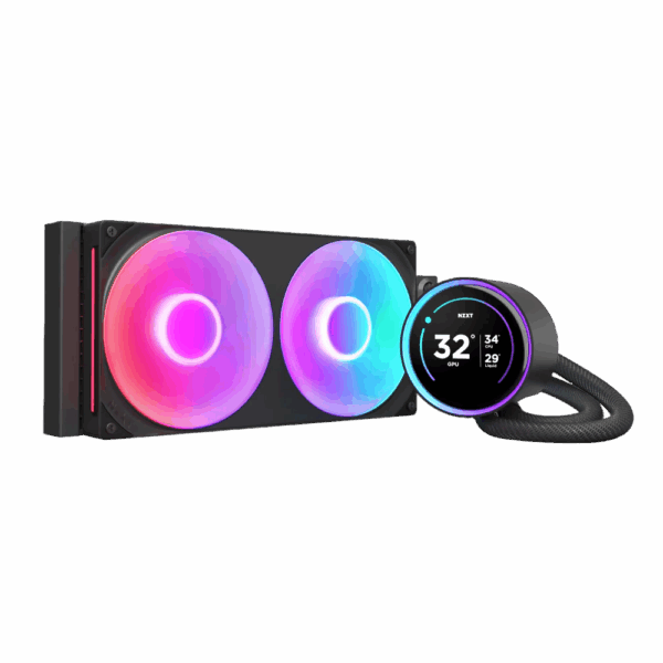 Система жидкостного охлаждения для ПК / NZXT Kraken Elite 280 RGB RL-KR28E-B2 / Система жидкостного охлаждения для ПК/ Water Cooling System NZXT Kraken Elite 280 RGB (250W, 280mm, LED temp., Black/ Fans 2x140mm, 98.61CFM, 34.5dBA, 2000RPM/ Pump height 65mm, 2800RPM, Rad thickness 27mm/ S 1851, 1700, 1200, 115X, AM5, AM4)