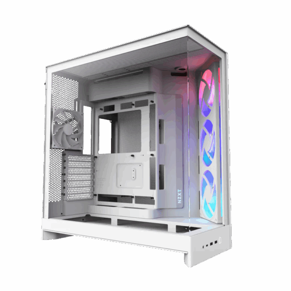 Корпус без блока питания / NZXT H9 Flow RGB CM-H92FW-R1 / Корпус без блока питания/ Case NZXT H9 Flow RGB (2025), Midi-Tower, TG, 3x140mm RGB + 1x120mm, 2xUSB-A 3.2 + 1xUSB-C 3.2, E-ATX, ATX, mATX, mITX White
